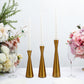 Set of 3 Nordic Hourglass Style Gold Metal Candlestick Holders, Modern European Style Taper Candle Stands - 8",9",11"