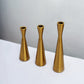 Set of 3 Nordic Hourglass Style Gold Metal Candlestick Holders, Modern European Style Taper Candle Stands - 8",9",11"