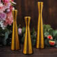 Set of 3 Nordic Hourglass Style Gold Metal Candlestick Holders, Modern European Style Taper Candle Stands - 8",9",11"