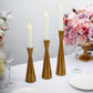 Set of 3 Nordic Hourglass Style Gold Metal Candlestick Holders, Modern European Style Taper Candle Stands - 8",9",11"
