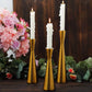 Set of 3 Nordic Hourglass Style Gold Metal Candlestick Holders, Modern European Style Taper Candle Stands - 8",9",11"