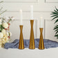 Set of 3 Nordic Hourglass Style Gold Metal Candlestick Holders, Modern European Style Taper Candle Stands - 8",9",11"