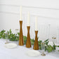 Set of 3 Nordic Hourglass Style Gold Metal Candlestick Holders, Modern European Style Taper Candle Stands - 8",9",11"