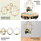 Gold open frame centerpiece ball, candle holder, and floral display.
