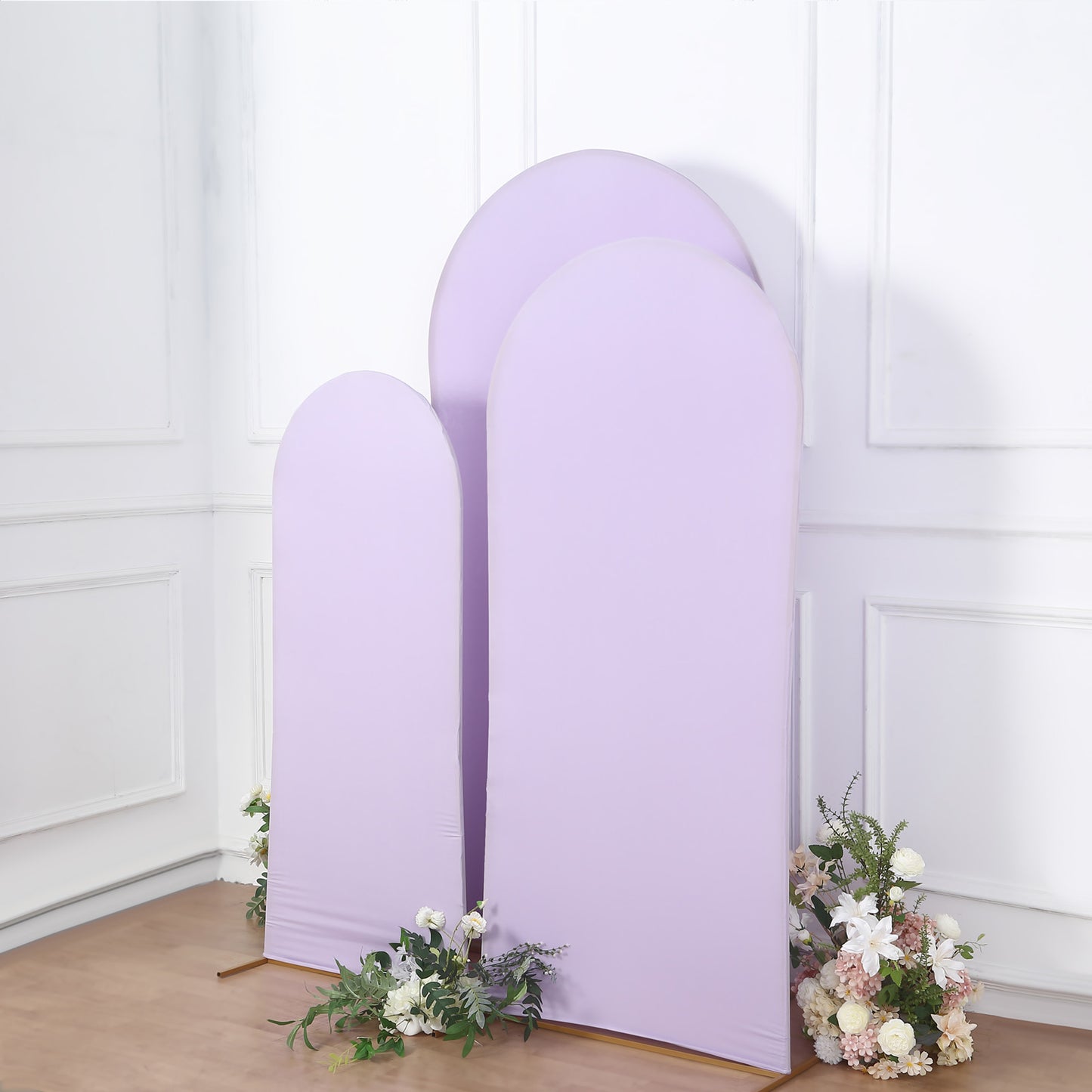 Set of 3 | Matte Lavender Lilac Spandex Fitted Wedding Arch Covers For Round Top Chiara Backdrop Stands - 5ft, 6ft, 7ft