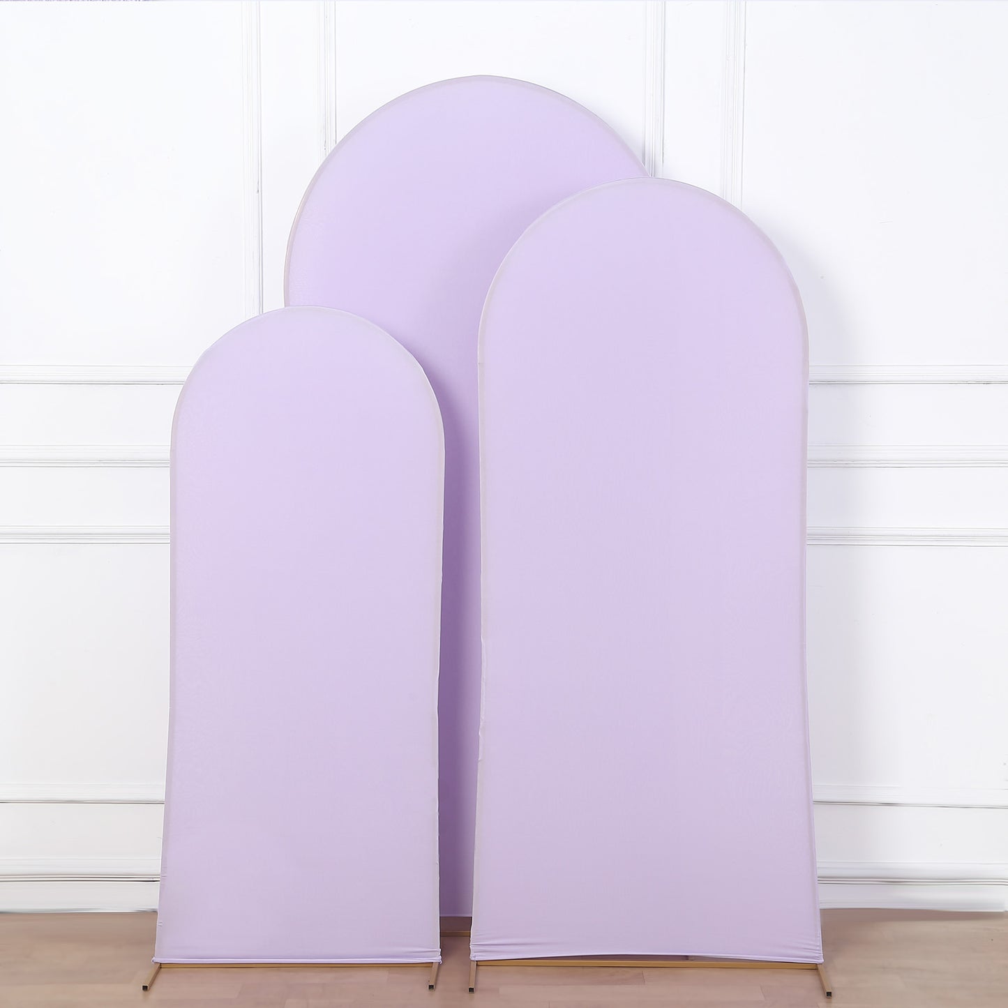 Set of 3 | Matte Lavender Lilac Spandex Fitted Wedding Arch Covers For Round Top Chiara Backdrop Stands - 5ft, 6ft, 7ft