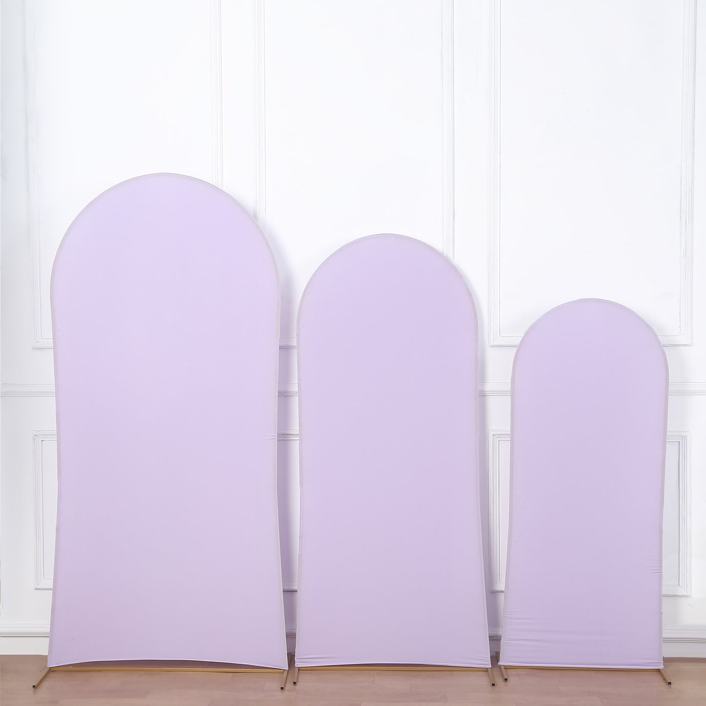 Set of 3 | Matte Lavender Lilac Spandex Fitted Wedding Arch Covers For Round Top Chiara Backdrop Stands - 5ft, 6ft, 7ft