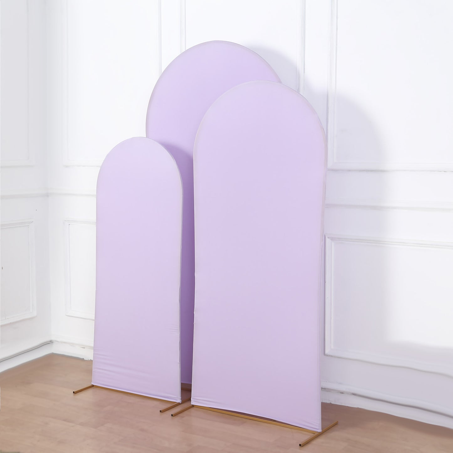 Set of 3 | Matte Lavender Lilac Spandex Fitted Wedding Arch Covers For Round Top Chiara Backdrop Stands - 5ft, 6ft, 7ft