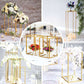 Matte gold metal frame flower stands for wedding centerpieces.