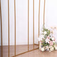 8ft Gold Metal Multi-Layered Round Top Wedding Arch, Rainbow Floral Frame Chiara Backdrop Stand