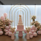 8ft Gold Metal Multi-Layered Round Top Wedding Arch, Rainbow Floral Frame Chiara Backdrop Stand