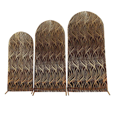 Elegant Design of Black Wave Mesh Chiara Wedding Arch Covers