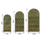 Set of 3 Hunter Emerald Green Wave Mesh Chiara Wedding Arch Covers With Gold Embroidered Sequins, Fitted Covers For Round Top Backdrop Stands - 5ft,6ft,7ft