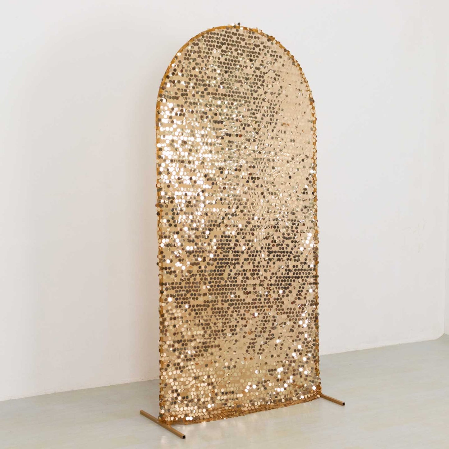 7ft Sparkly Gold Big Payette Sequin Fitted Wedding Arch Cover for Round Top Chiara Backdrop Stand