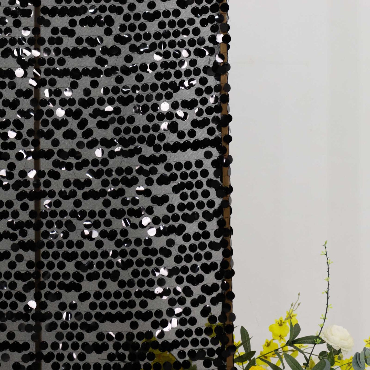 6ft Sparkly Black Big Payette Sequin Fitted Wedding Arch Cover for Round Top Chiara Backdrop Stand