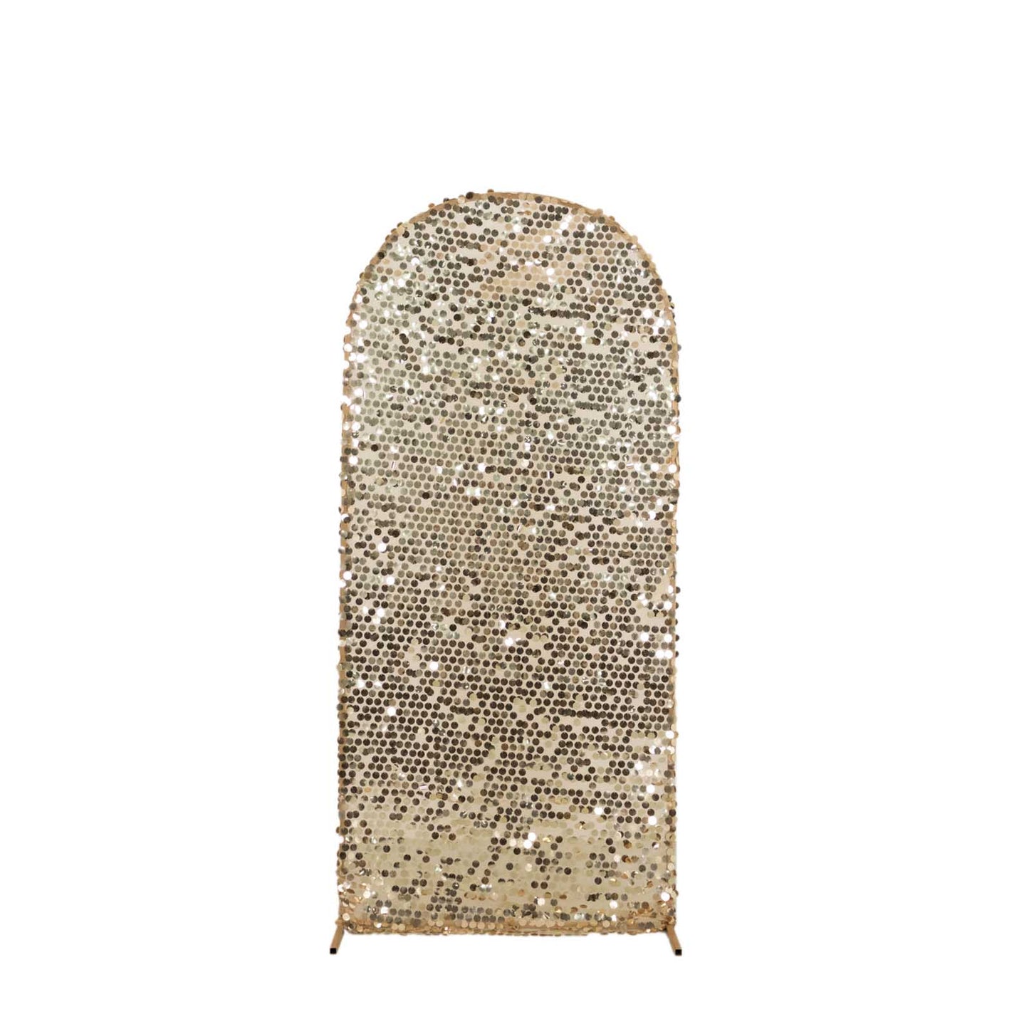 6ft Sparkly Champagne Big Payette Sequin Fitted Wedding Arch Cover for Round Top Chiara Backdrop Stand