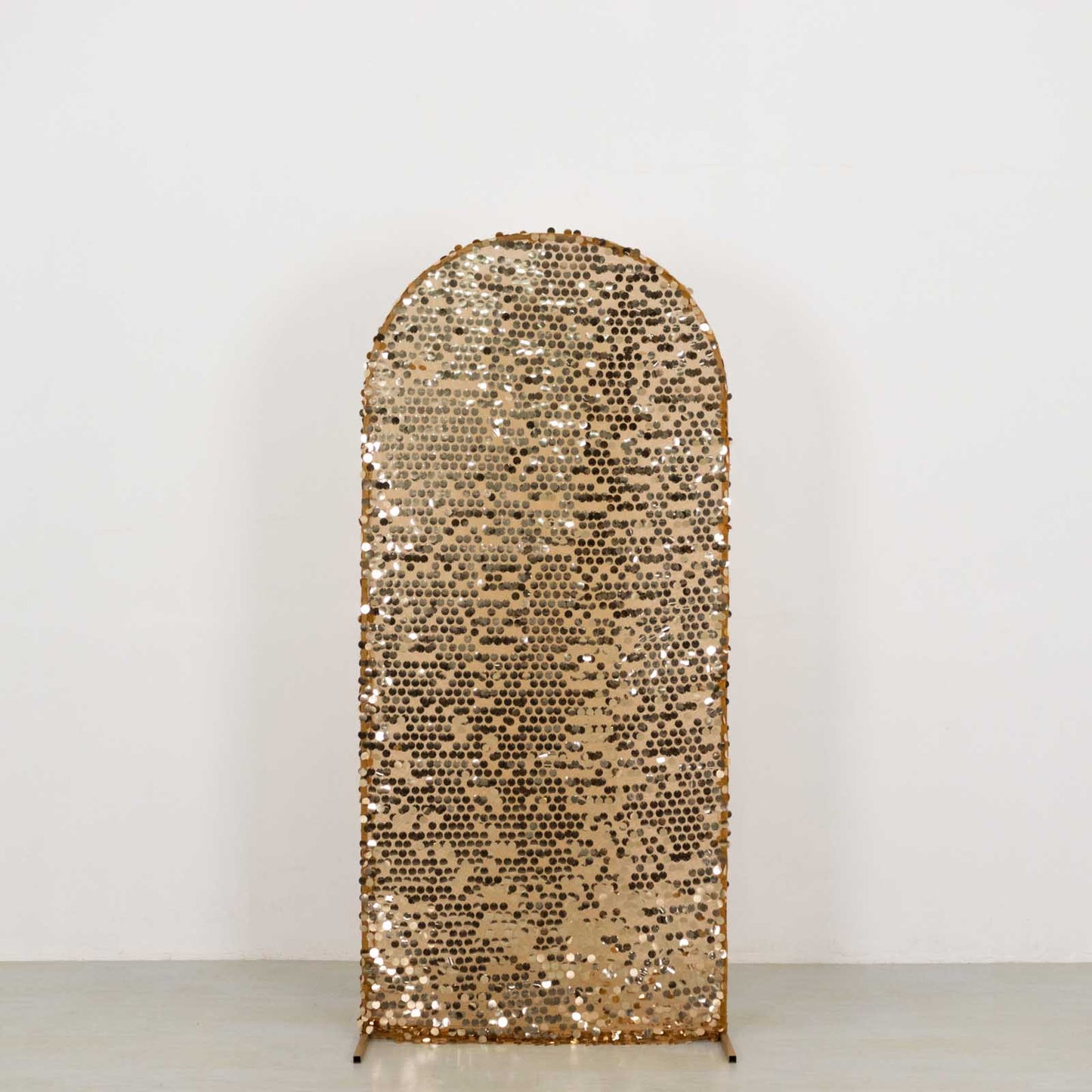 6ft Sparkly Gold Big Payette Sequin Fitted Wedding Arch Cover for Round Top Chiara Backdrop Stand