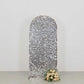 6ft Sparkly Silver Big Payette Sequin Fitted Wedding Arch Cover for Round Top Chiara Backdrop Stand