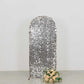 5ft Sparkly Silver Big Payette Sequin Fitted Wedding Arch Cover for Round Top Chiara Backdrop Stand