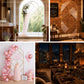 Sturdy gold metal round top arch frame backdrop stand for event décor