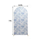 7ft Fitted Spandex Chiara Backdrop Cover – French Toile Blue & White Floral Arch Slipcover for Round Top Wedding Stand