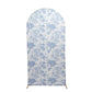 7ft Fitted Spandex Chiara Backdrop Cover – French Toile Blue & White Floral Arch Slipcover for Round Top Wedding Stand