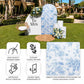 7ft Fitted Spandex Chiara Backdrop Cover – French Toile Blue & White Floral Arch Slipcover for Round