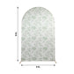 8ft Fitted Spandex Chiara Backdrop Cover – French Toile Dusty Sage Green & White Floral Arch Slipcover for Round Top Wedding Stand