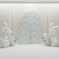 Dusty sage green floral backdrop cover for wedding decor.
