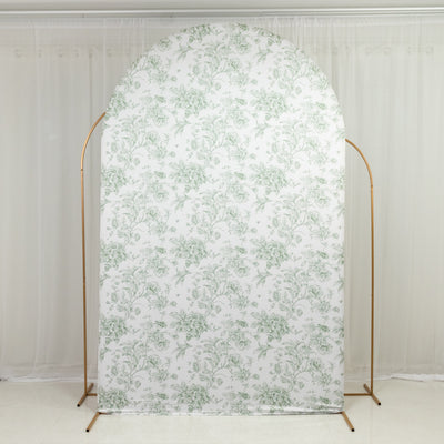 Dusty Sage Green French Toile Spandex Backdrop Cover