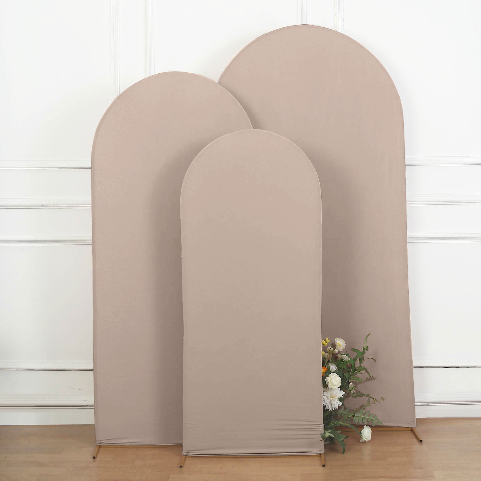 6ft Matte Nude Spandex Fitted Wedding Arch Cover For Round Top Chiara Backdrop Stand