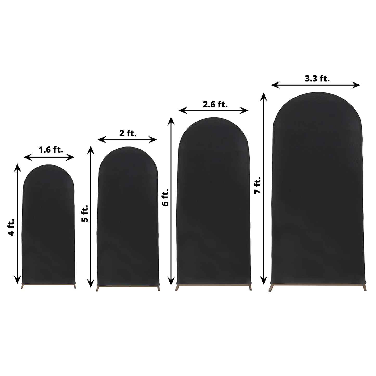 Set of 4 | Matte Black Spandex Fitted Wedding Arch Covers