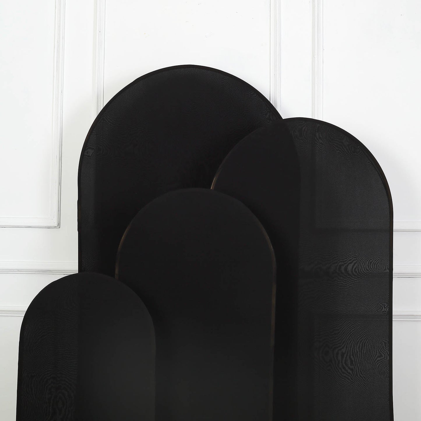 Set of 4 | Matte Black Spandex Fitted Wedding Arch Covers For Round Top Chiara Backdrop Stands - 4ft,5ft,6ft,7ft