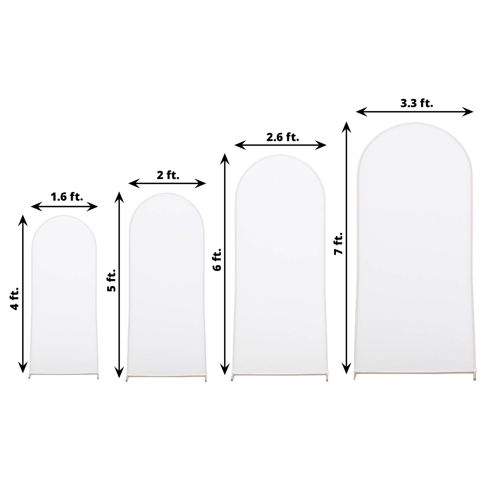 Set of 4 | Matte White Spandex Fitted Wedding Arch Covers