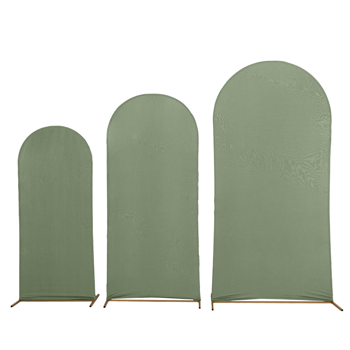 Set of 3 Matte Dusty Sage Green Spandex Fitted Chiara Backdrop Stand Cover For Round Top Wedding Arch - 5ft, 6ft, 7ft