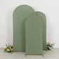 Set of 3 Matte Dusty Sage Green Spandex Fitted Chiara Backdrop Stand Cover For Round Top Wedding Arch - 5ft, 6ft, 7ft