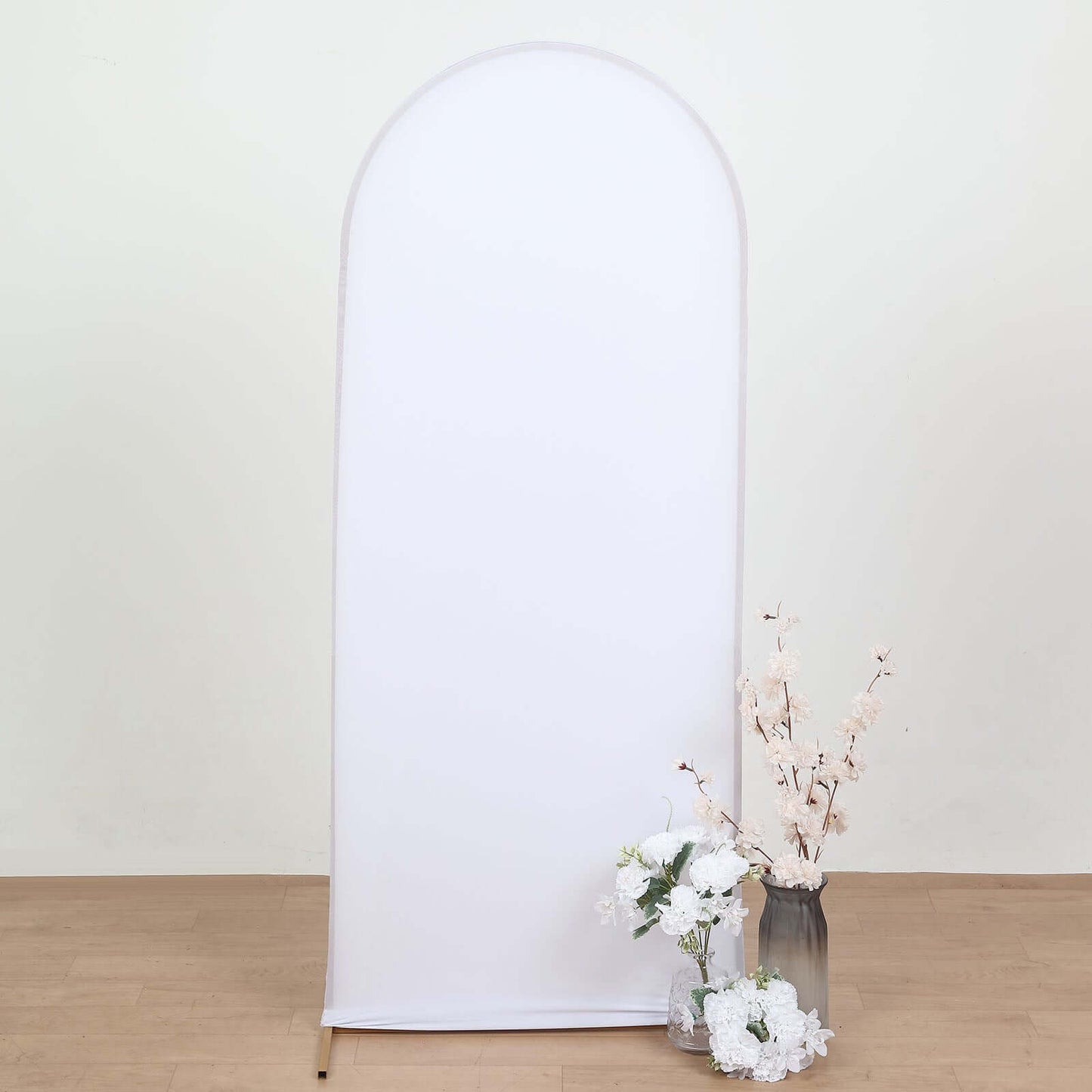 5ft Matte White Spandex Fitted Wedding Arch Cover For Round Top Chiara Backdrop Stand