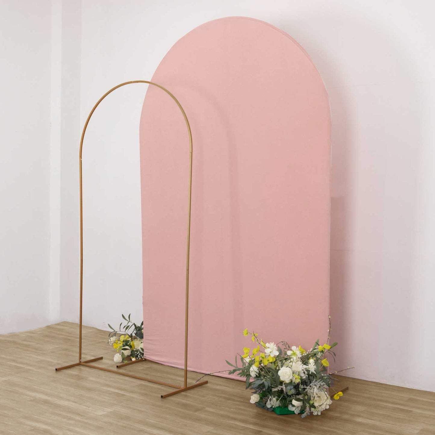 8ft Matte Dusty Rose Spandex Fitted Wedding Arch Cover For Round Top Chiara Backdrop Stand