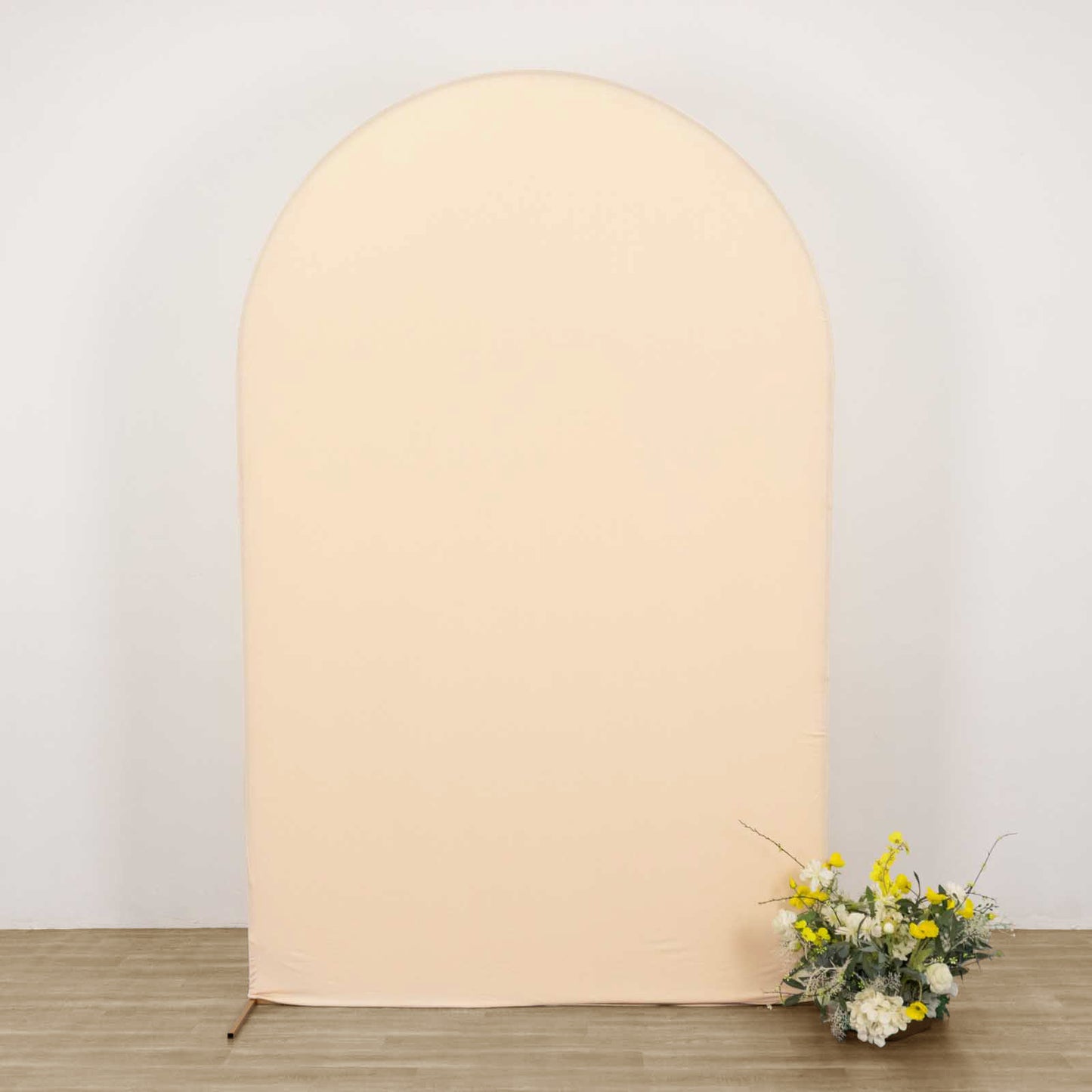 8ft Matte Beige Spandex Fitted Wedding Arch Cover For Round Top Chiara Backdrop Stand