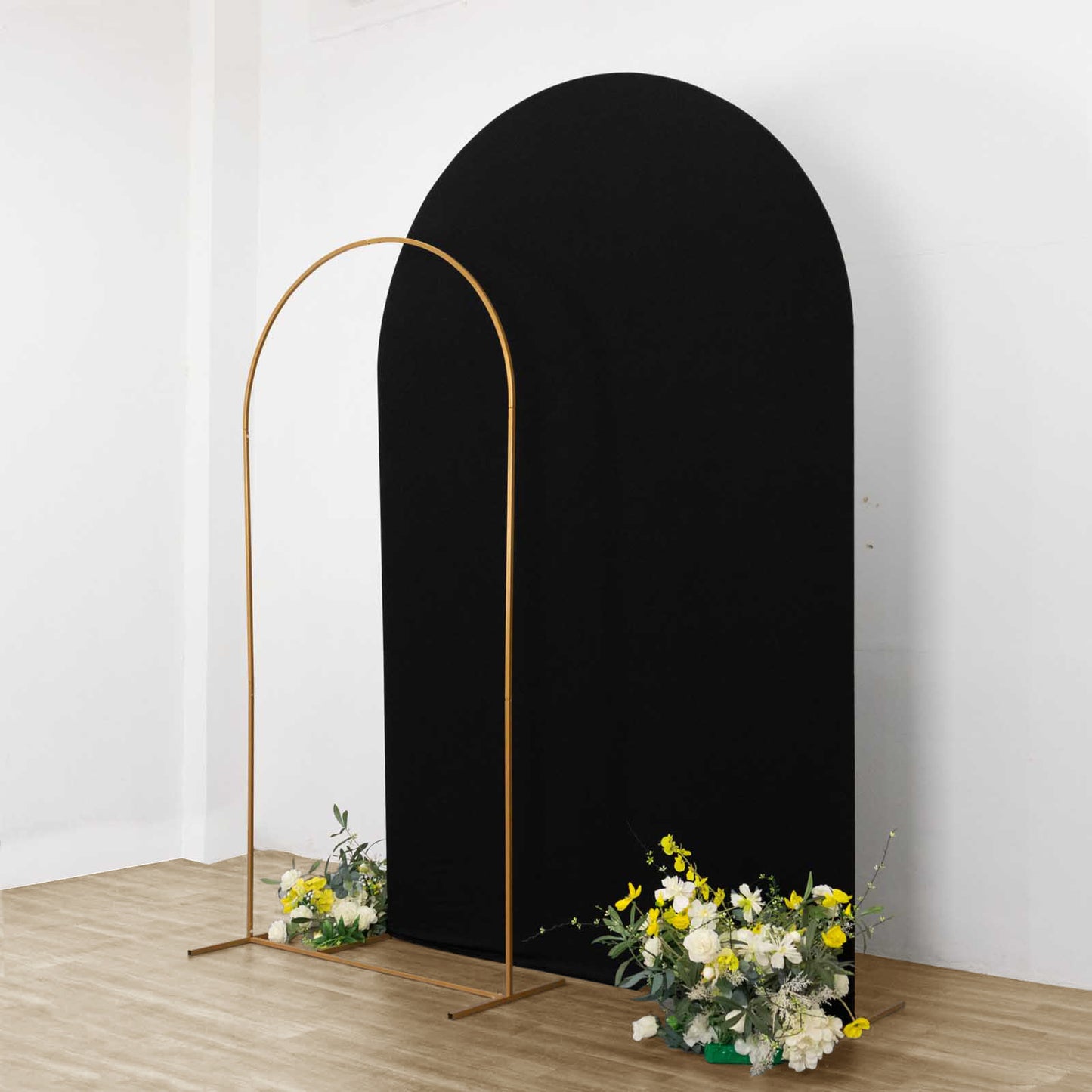 8ft Matte Black Spandex Fitted Wedding Arch Cover For Round Top Chiara Backdrop Stand