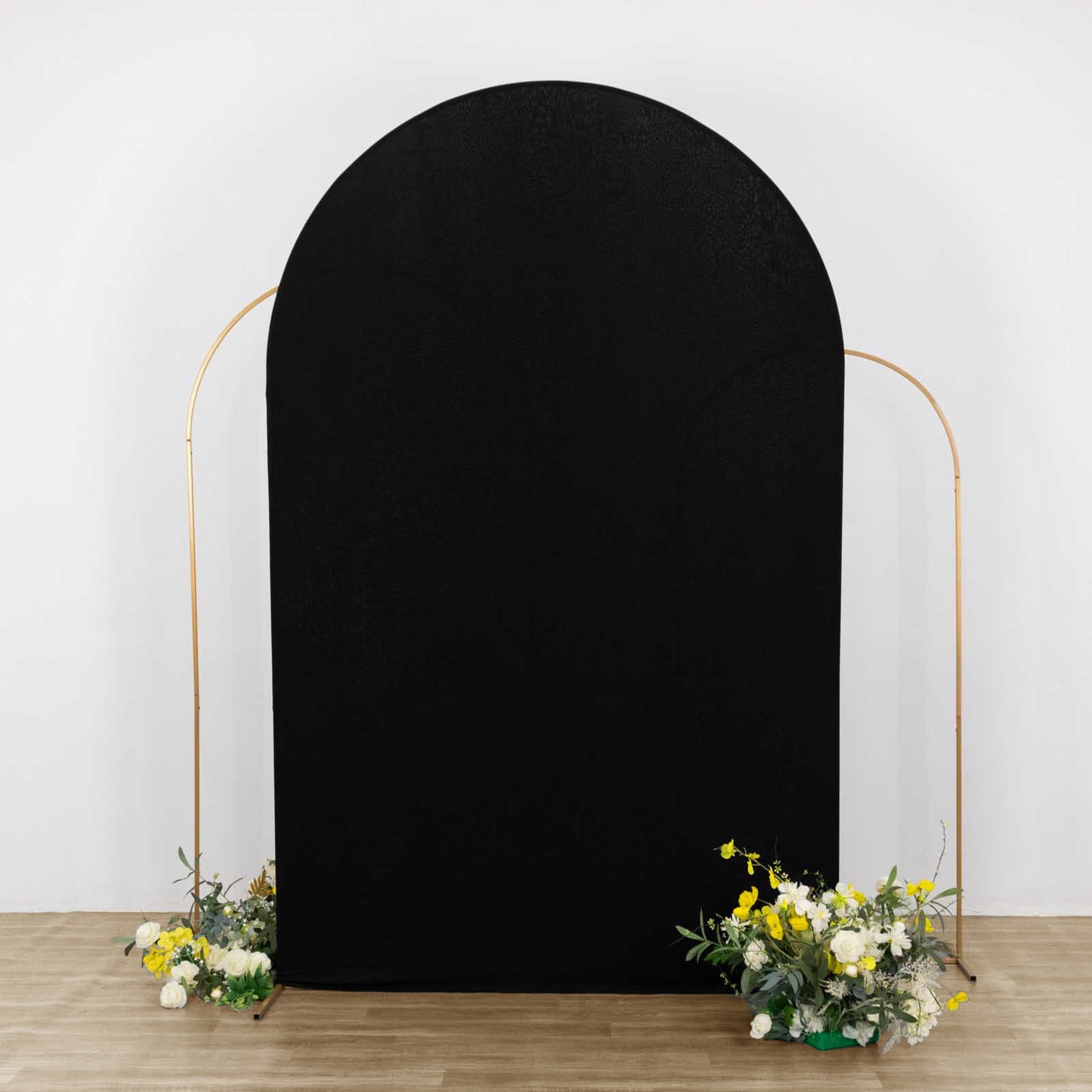 8ft Matte Black Spandex Fitted Wedding Arch Cover For Round Top Chiara Backdrop Stand