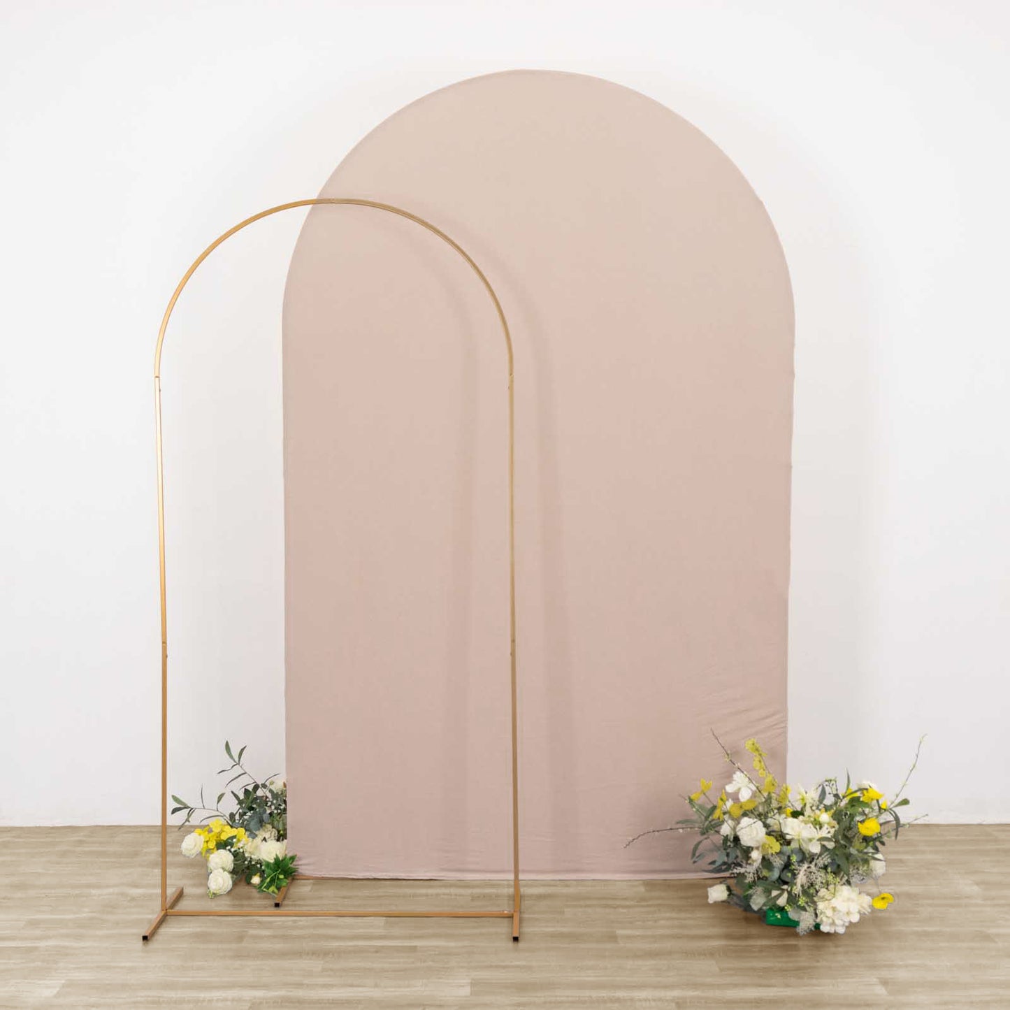 8ft Matte Nude Spandex Fitted Wedding Arch Cover For Round Top Chiara Backdrop Stand
