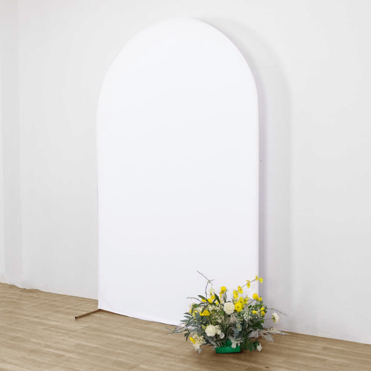 8ft Matte White Spandex Fitted Wedding Arch Cover For Round Top Chiara Backdrop Stand