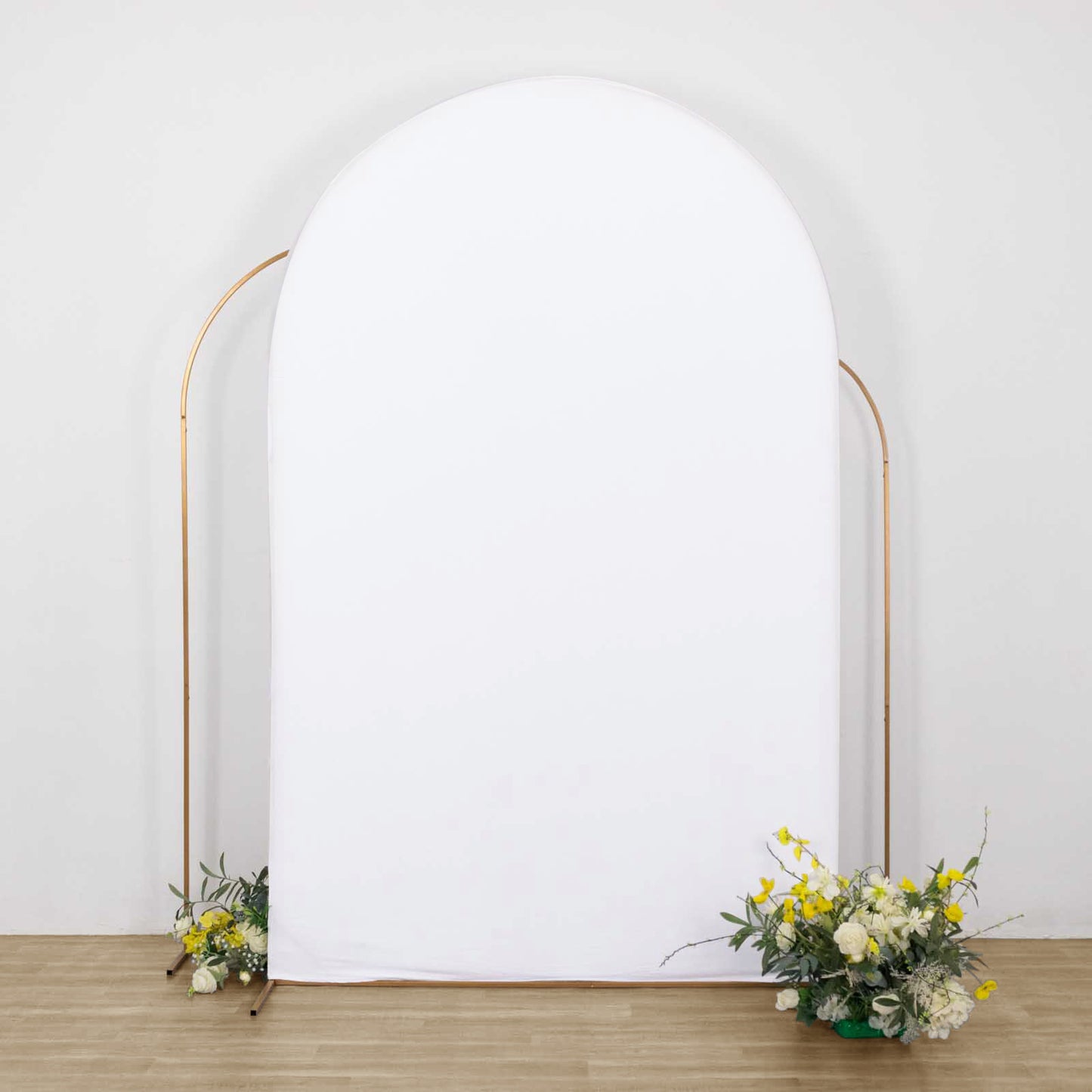 8ft Matte White Spandex Fitted Wedding Arch Cover For Round Top Chiara Backdrop Stand