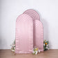Set of 3 Dusty Rose Ripple Satin Chiara Wedding Arch Covers, Fitted Covers For Round Top Backdrop Stands - 5ft,6ft,7ft