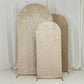Set of 3 Beige Crushed Velvet Chiara Backdrop Stand Covers For Round Top Wedding Arches - 5ft, 6ft, 7ft
