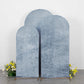 Set of 3 Dusty Blue Crushed Velvet Chiara Backdrop Stand Covers For Round Top Wedding Arches - 5ft, 6ft, 7ft
