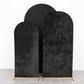 Set of 3 Black Crushed Velvet Chiara Backdrop Stand Covers For Round Top Wedding Arches - 5ft, 6ft, 7ft