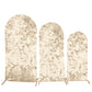 Set of 3 Champagne Crushed Velvet Chiara Backdrop Stand Covers For Round Top Wedding Arches - 5ft, 6ft, 7ft