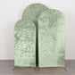 Set of 3 Sage Green Crushed Velvet Chiara Backdrop Stand Covers For Round Top Wedding Arches - 5ft, 6ft, 7ft